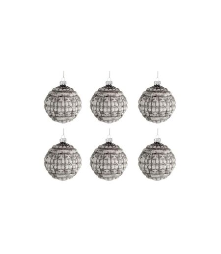 Lot de 6 Boules de Noël Carapa 8cm Gris