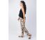 Pantalon fluide femme été Maly motif ethnique noir et beige Coton Du Monde-3