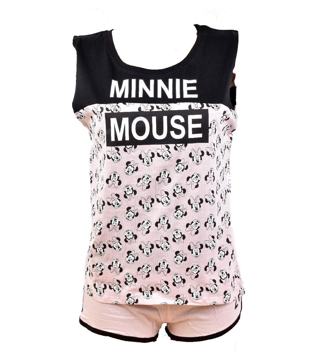 Pyjama Femme MINNIE en Coton -Chaleur,Douceur et Confort- Et3592 Court Noir-1