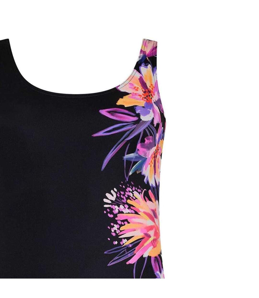 Womens/ladies Floral Scoopback One Piece Swimsuit Black Zoggs-3