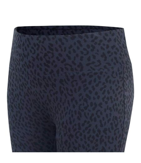 Womens/ladies Leopard Print Leggings Animalier Black Miso