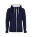 AWDis Just Hoods Mens Contrast Sports Polyester Full Zip Hoodie (Oxford Navy/Arctic White) - UTPC2967-1