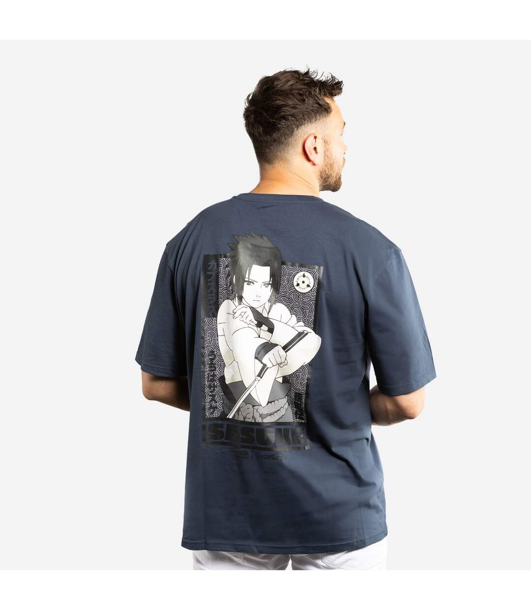 T-shirt homme relax fit avec print Naruto Shippuden Sasuke Capslab-3