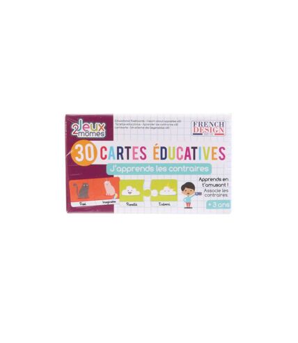 Jeu de 30 Cartes Educatives J'apprends les Contraires 12cm Multicolore