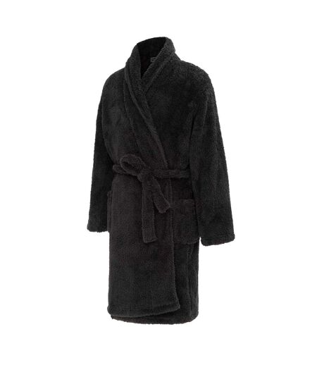 Mens Plush Fleece Long-sleeved Robe Black Howick
