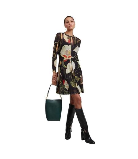 Robe Mi-longue Manches Longues Motif/style Floral Femme Noir Ted Baker