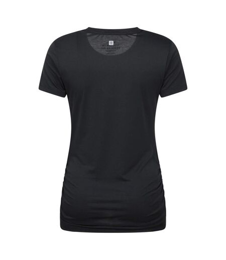Womens/ladies Active Ruched Longline T-shirt Black Mountain Warehouse