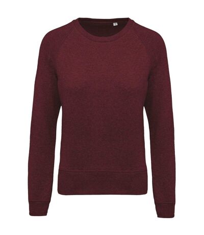 Sweat shirt coton bio - Femme - K481 - rouge vin chiné
