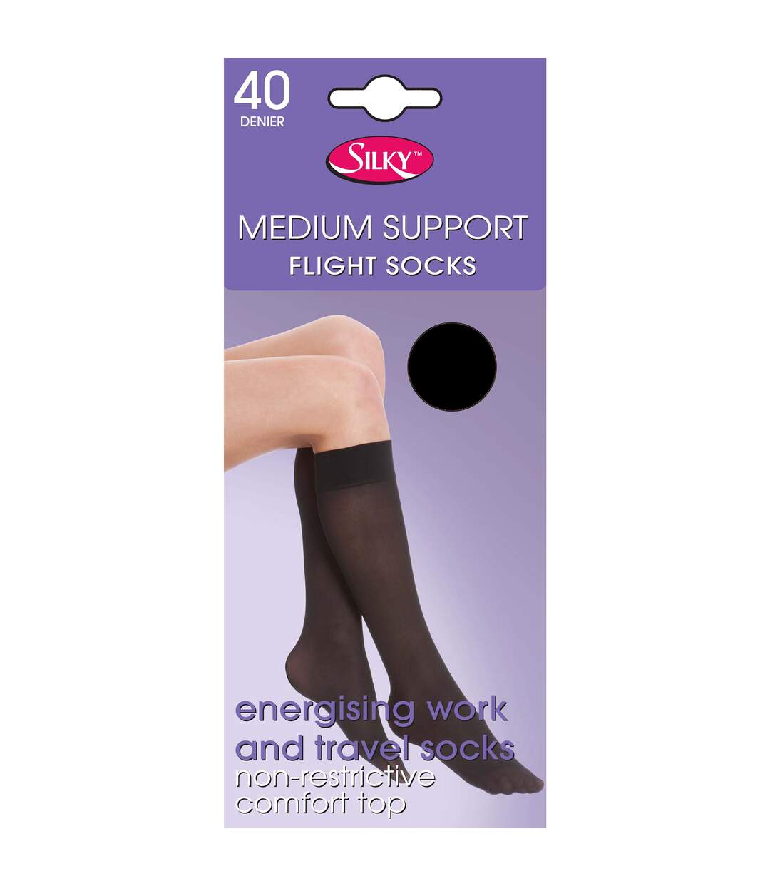 Bas de contention 1 paire femme noir opaque Silky-1
