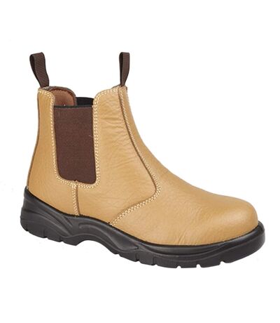 Grafters Mens Grain Leather Chelsea Safety Boots (Tan) - UTDF789