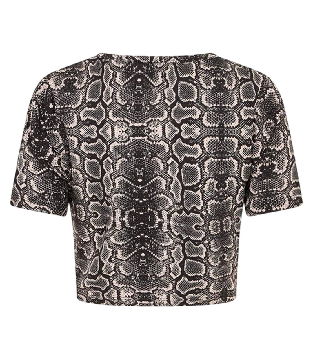 Womens/ladies Snake Print Crop T-shirt Black White Brave Soul-3