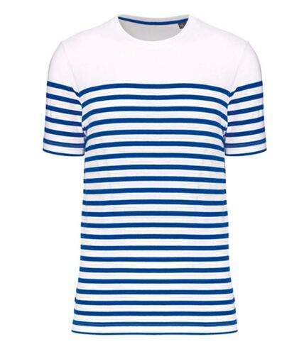 T-shirt rayé coton bio marinière homme - K3033 - bleu roi et blanc