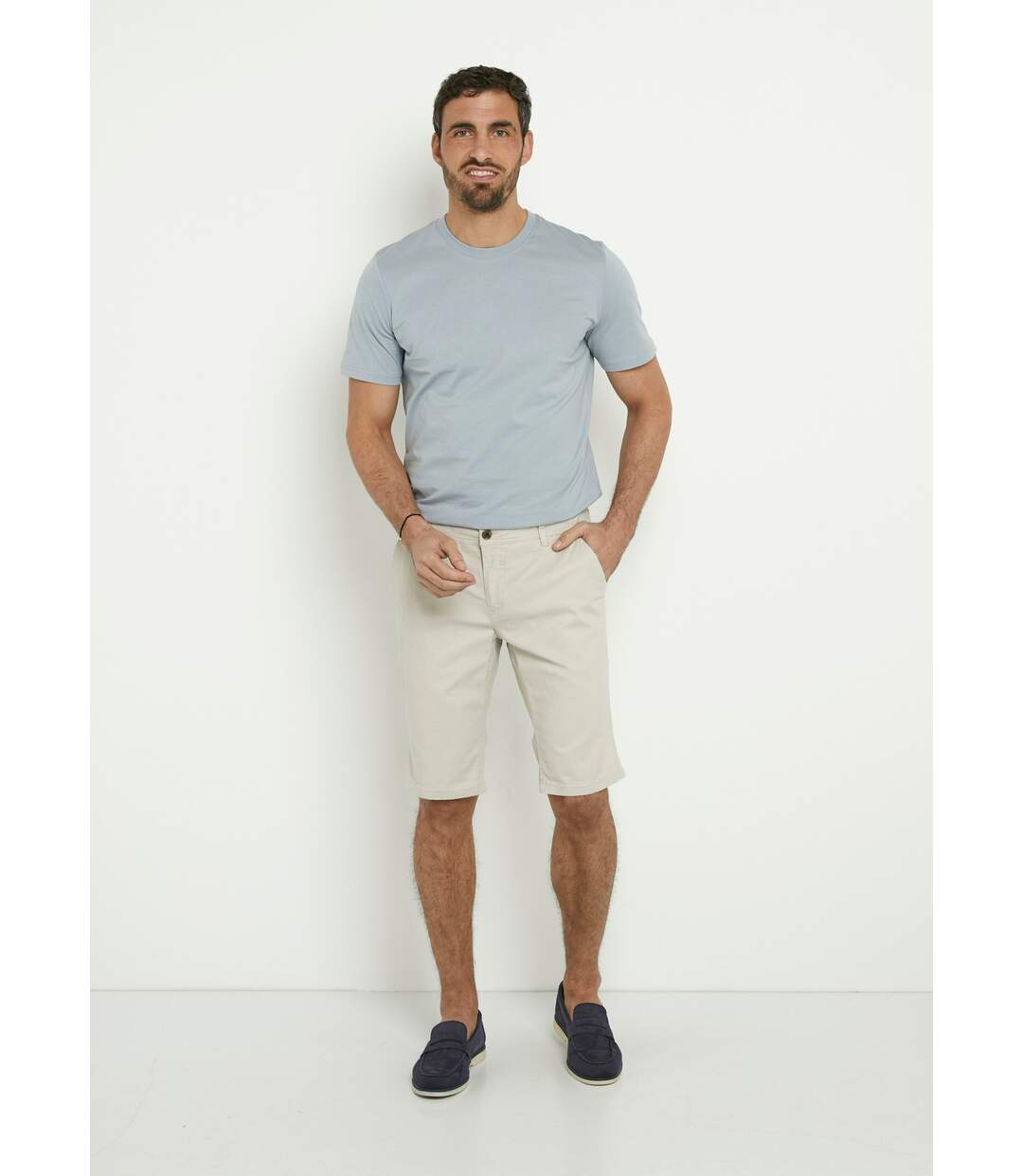 Bermuda en toile de coton extensible-4
