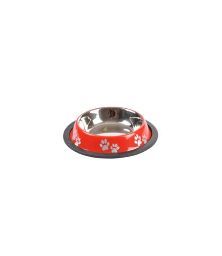 Gamelle Antidérapante Chien & Chat Pattes 15cm Rouge