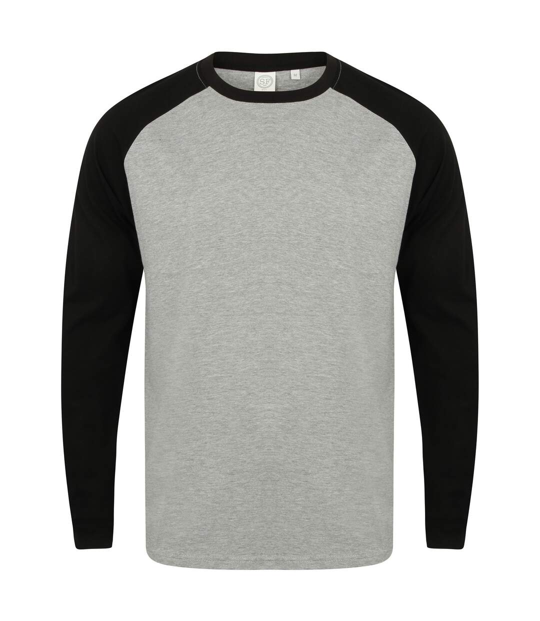 Skinnifit Mens Raglan Long Sleeve Baseball T-Shirt (Heather Grey / Black) - UTRW4742