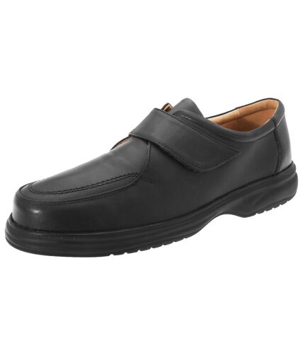 Roamers Mens Superlite Wide Fit Touch Fastening Leather Shoes (Black) - UTDF119