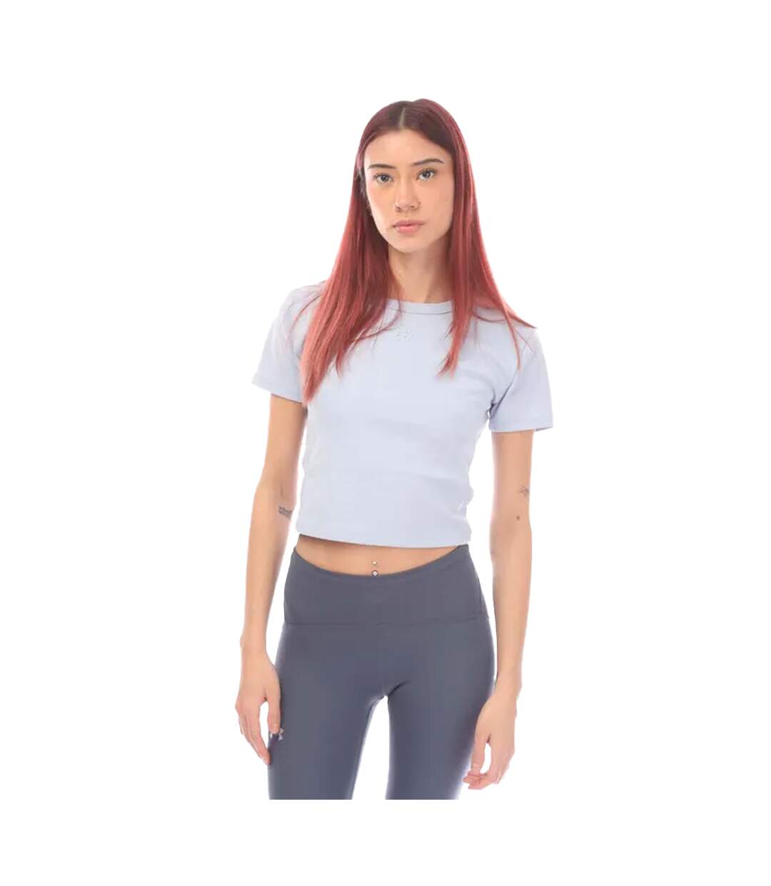 Womens/ladies delanor slim crop t-shirt purple Hugo-1