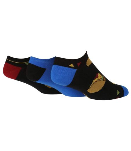 Wild Feet - 3 Pk Mens Novelty Cotton Trainer Socks