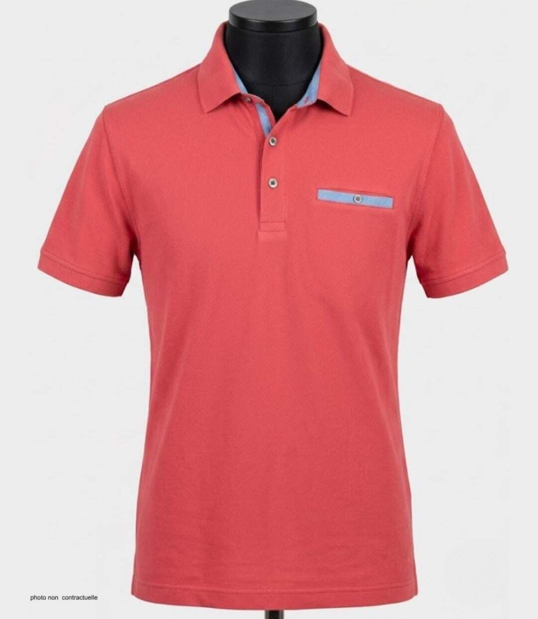 CHALLENGER POL3001C - Polo manches courtes en coton rouge pour un style élégant et respirant-3