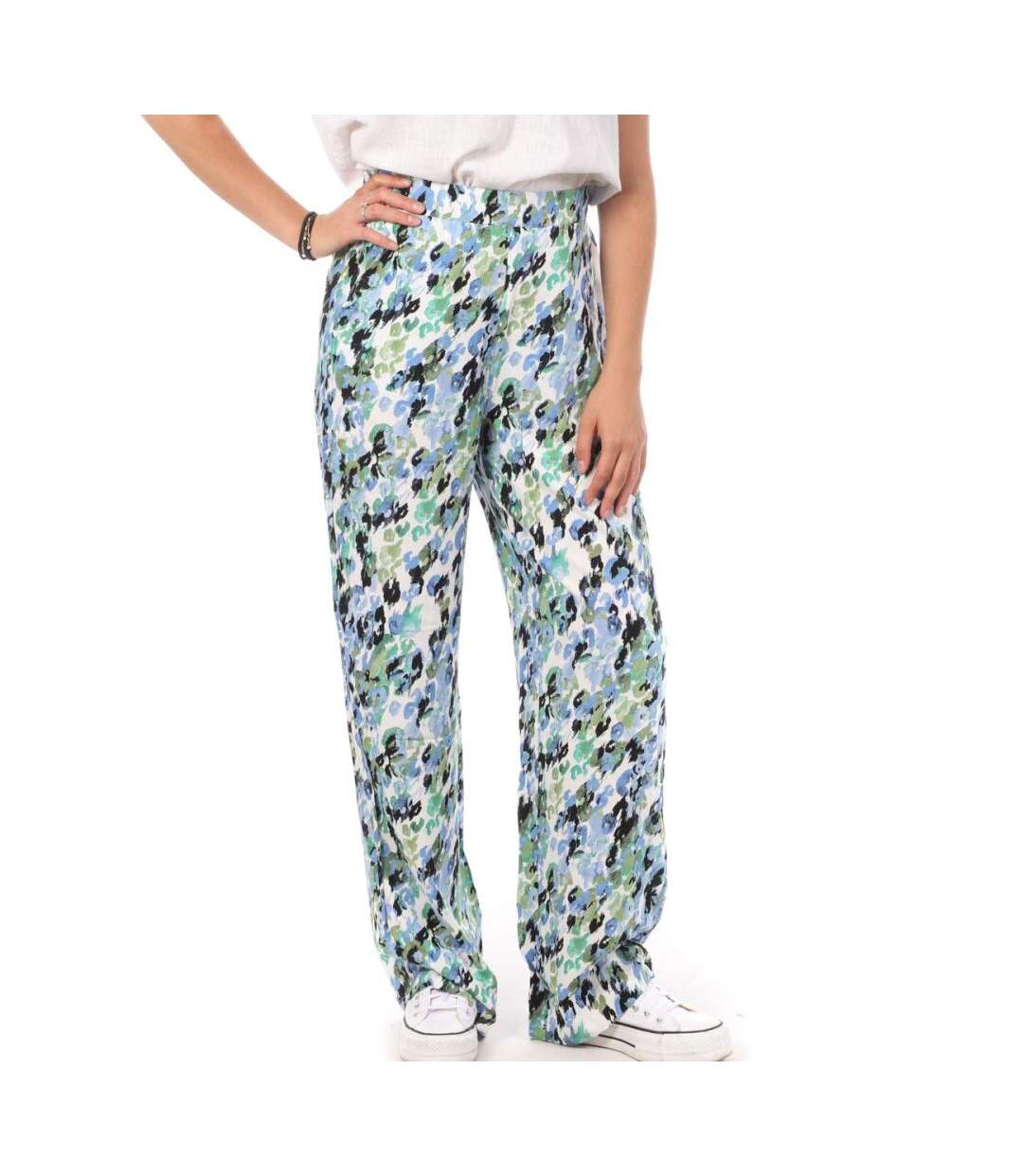 Pantalons ample vert/bleu femme vero moda wide - m-1