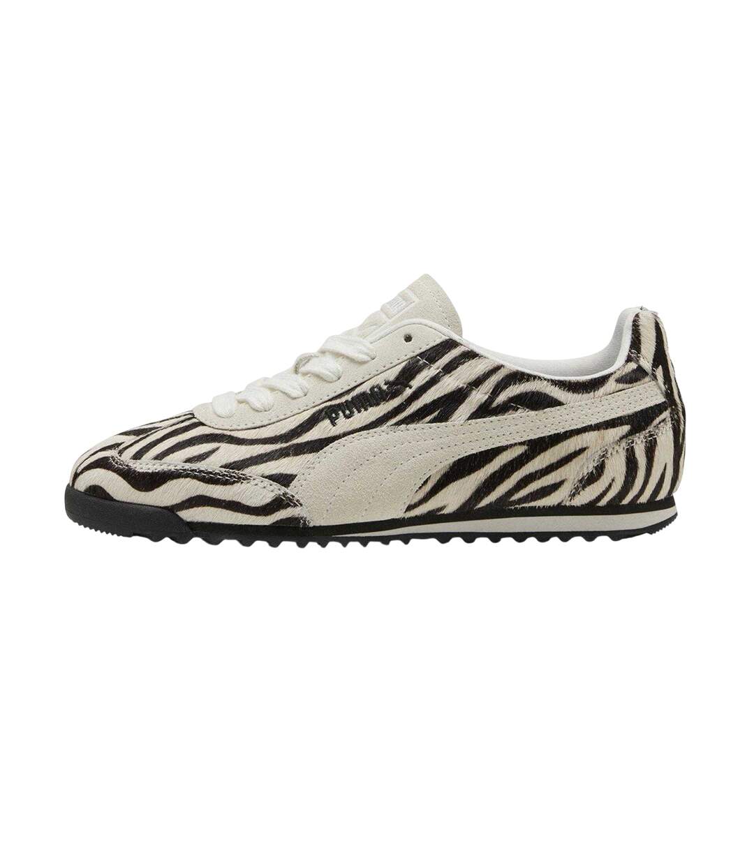 Womens/ladies Zebra Leather Low Trainers Black White Puma-2