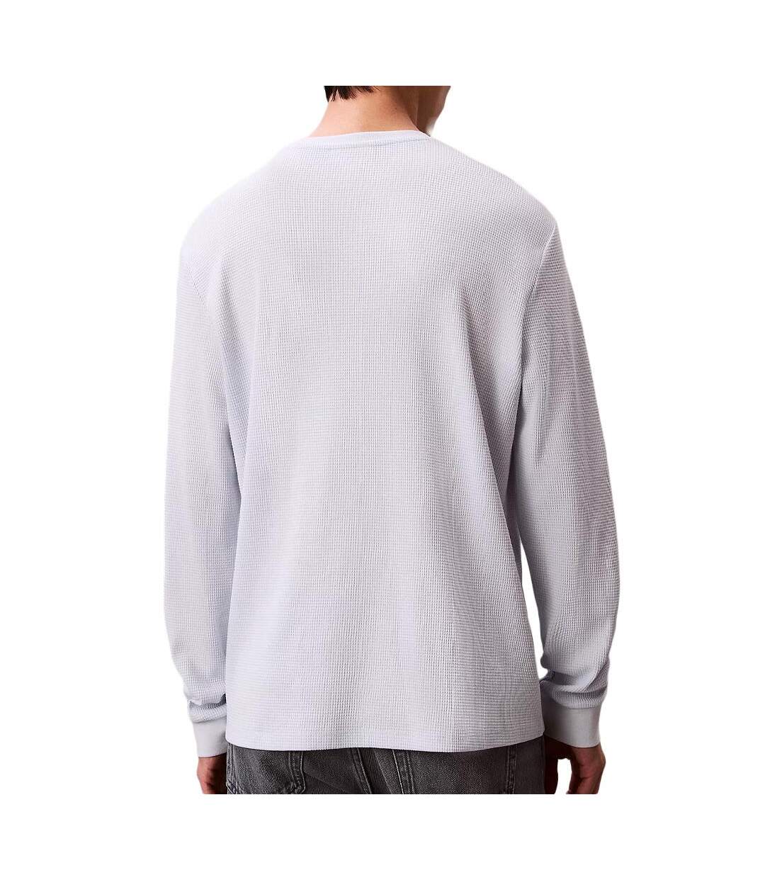 Sweat blanc homme calvin klein jeans waffle badges-2
