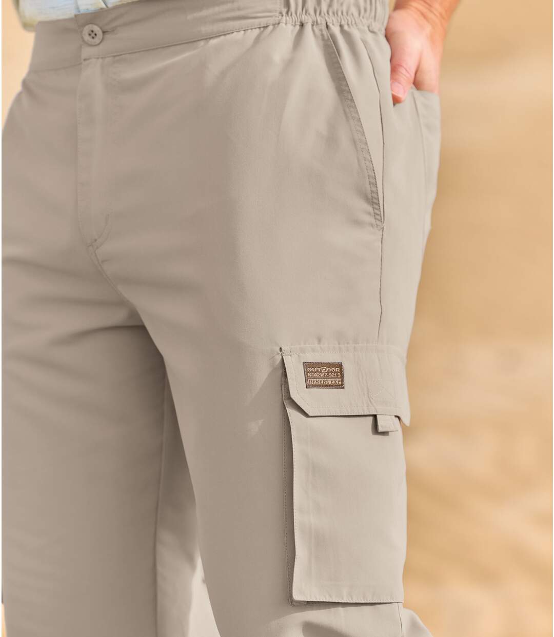 Men's Beige 2-in-1 Microfibre Trousers-6