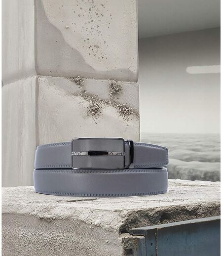 Ceinture Chic en Cuir Gris pour Hommes - Ajustable et Moderne