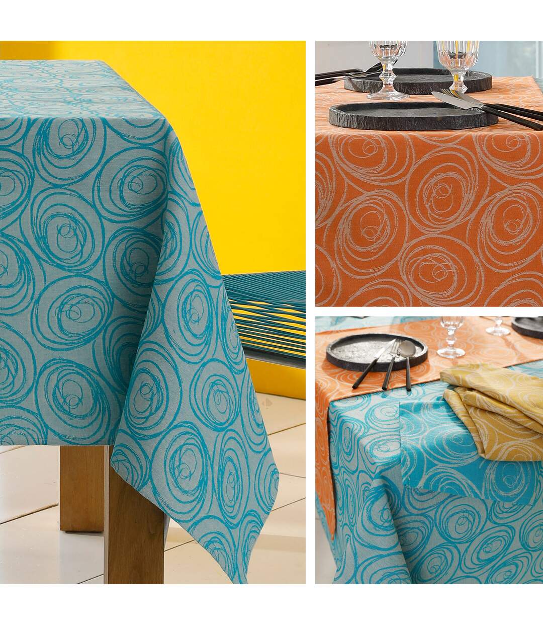 Lot de 3 serviettes table Jacquard SPIRALE