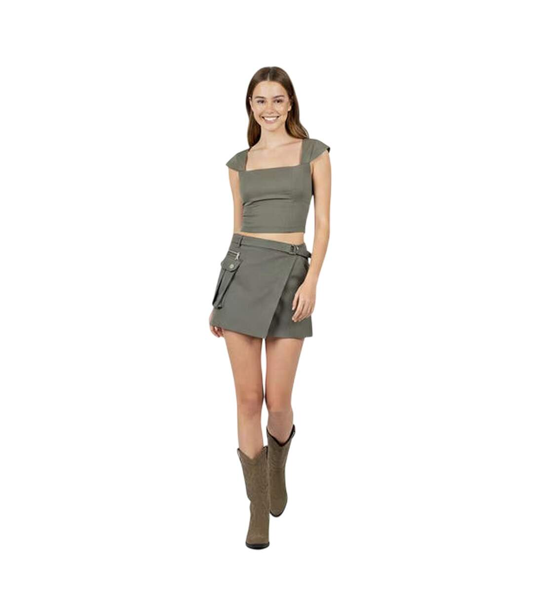 Womens/ladies Wrap High Waist Cargo Skirt Shark Grey Jack Wills-4