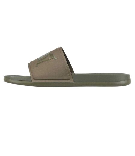 Mens Godan Padded Strap Sliders Dark Khaki Everlast