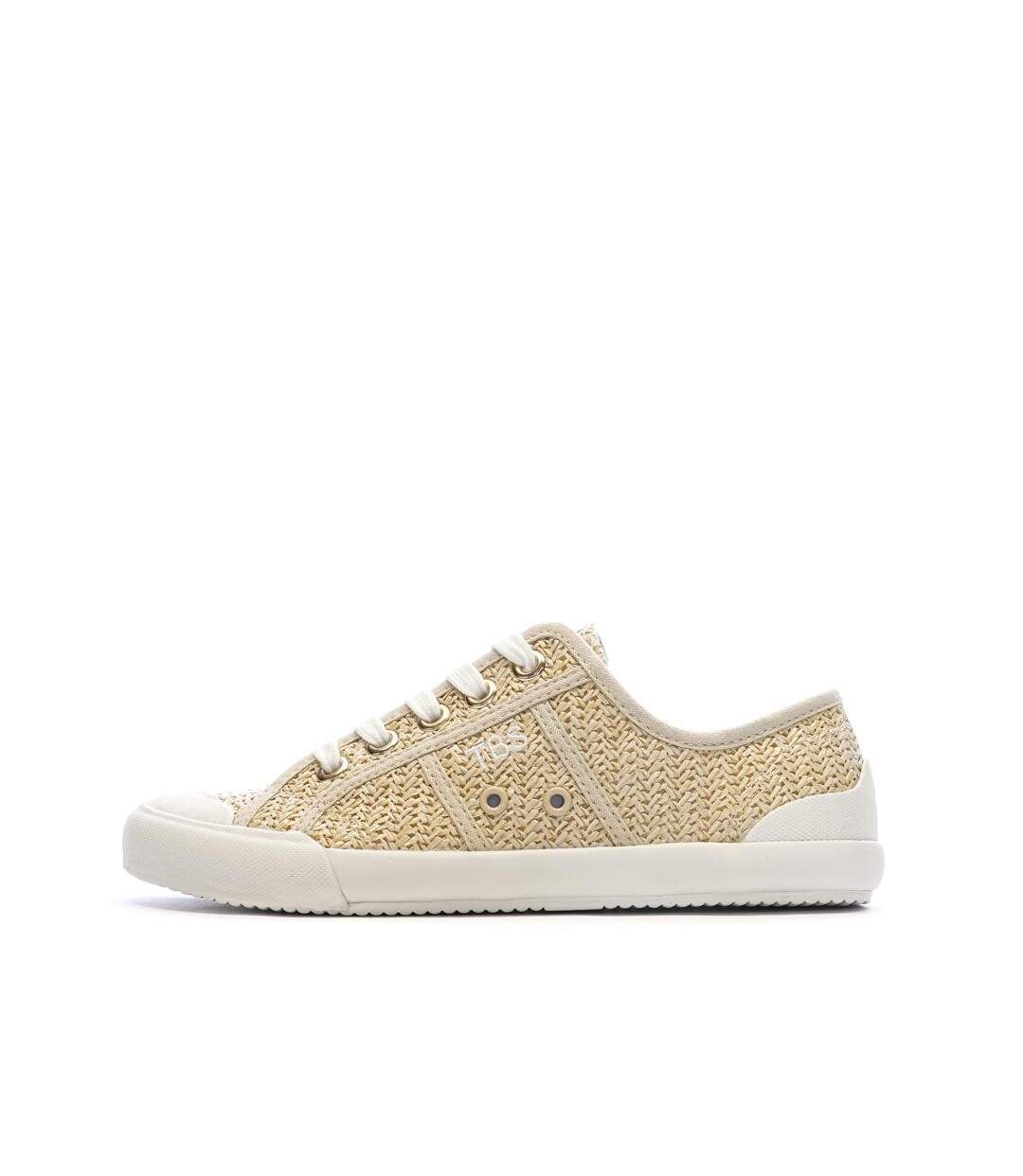 Chaussures en toile beige/blanche femme tbs opiace-1
