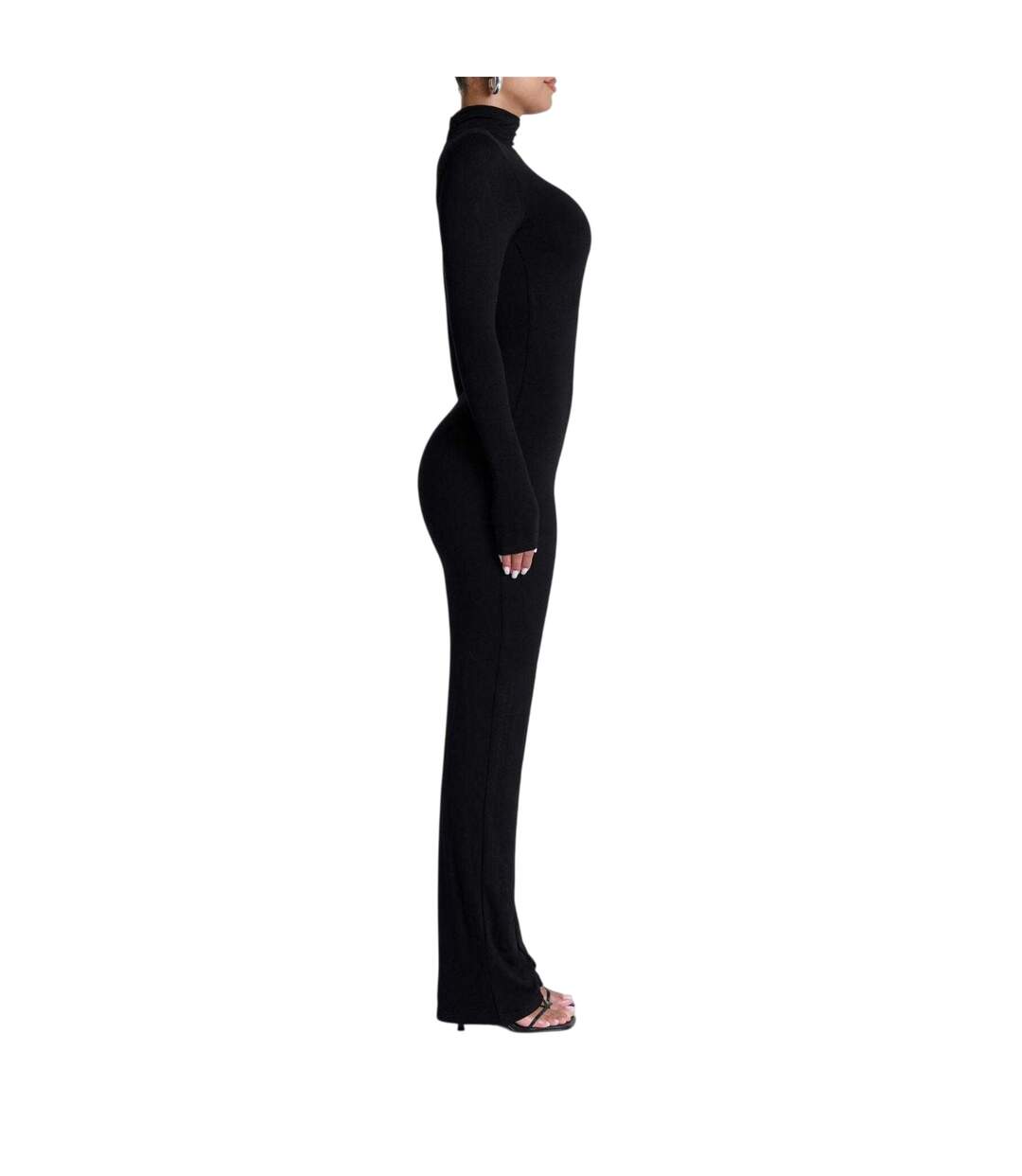 Womens/ladies Sculpted Straight Leg Jumpsuit Black Naked Wardrobe-3