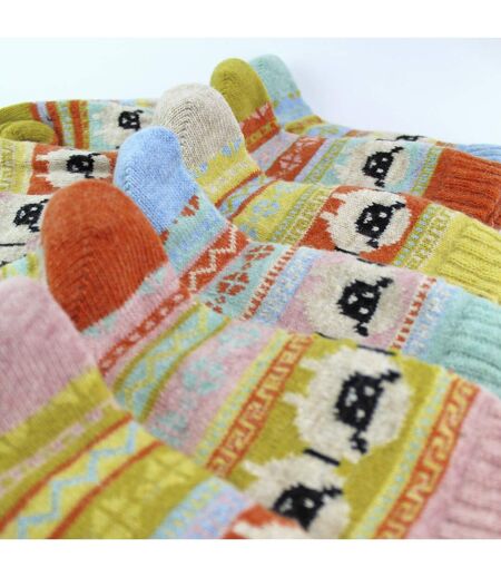 Lot de 12 chaussettes en alpaga pour femme avec motif mouton