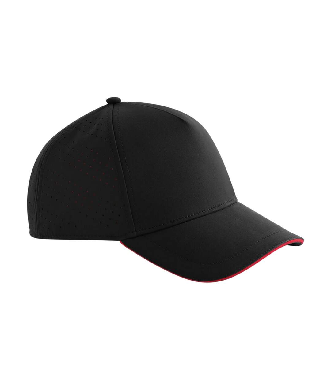Casquette De Baseball Accelerate Noir Rouge Beechfield-1