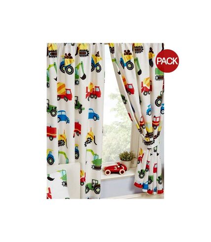 Pack of 2 Trucks & transport lined curtains  72in x 66in white/blue/red Generic