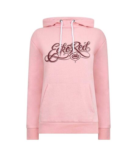 Womens/ladies Scarlett Lettering Regular Hoodie Powder Pink Ecko