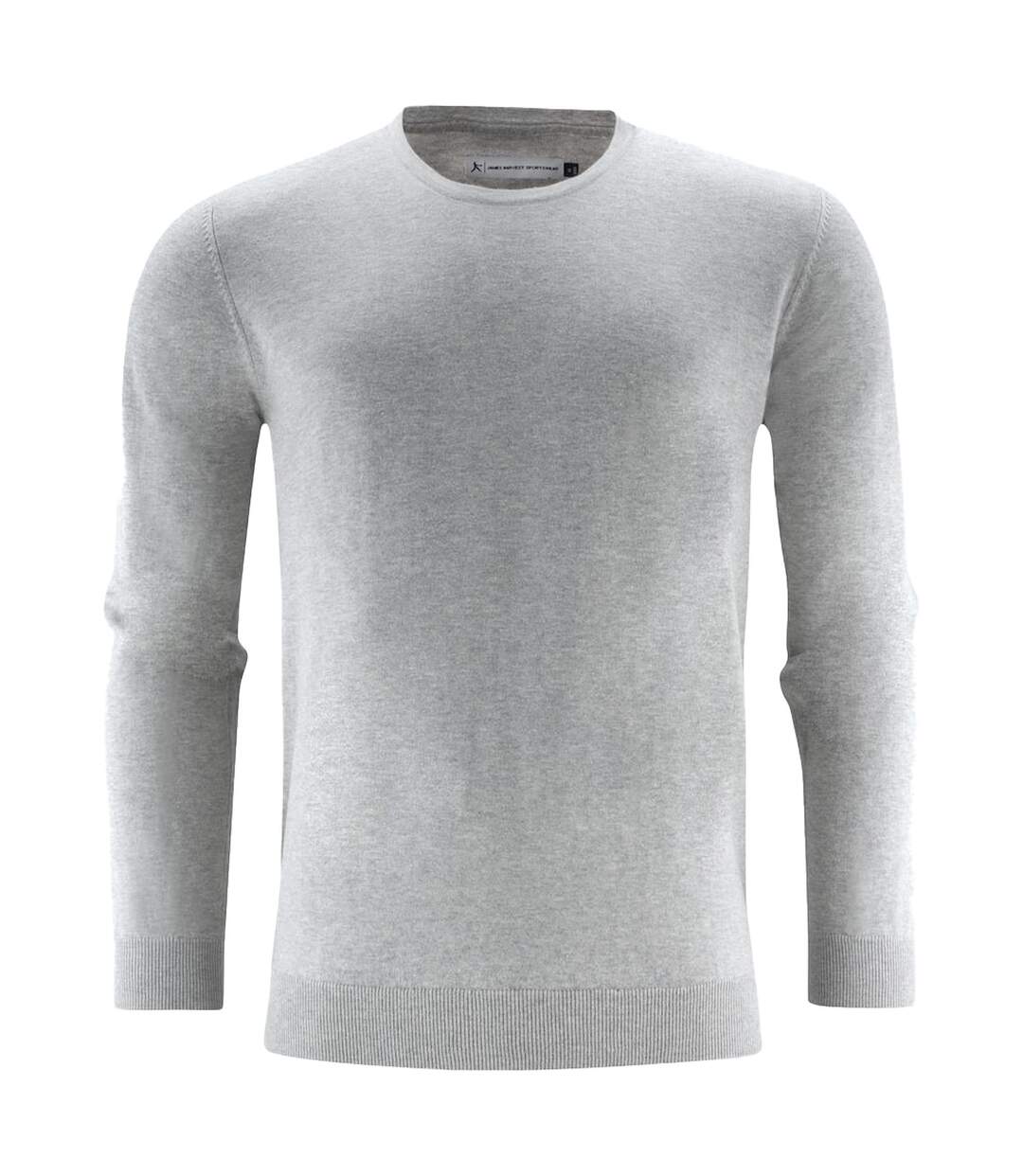 Mens Ashland Round Neck Sweatshirt Grey Melange James Harvest-1