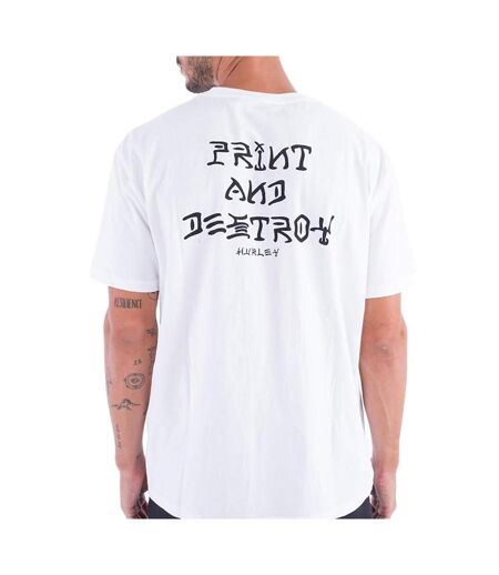 T-shirt blanc homme hurley print and destroy