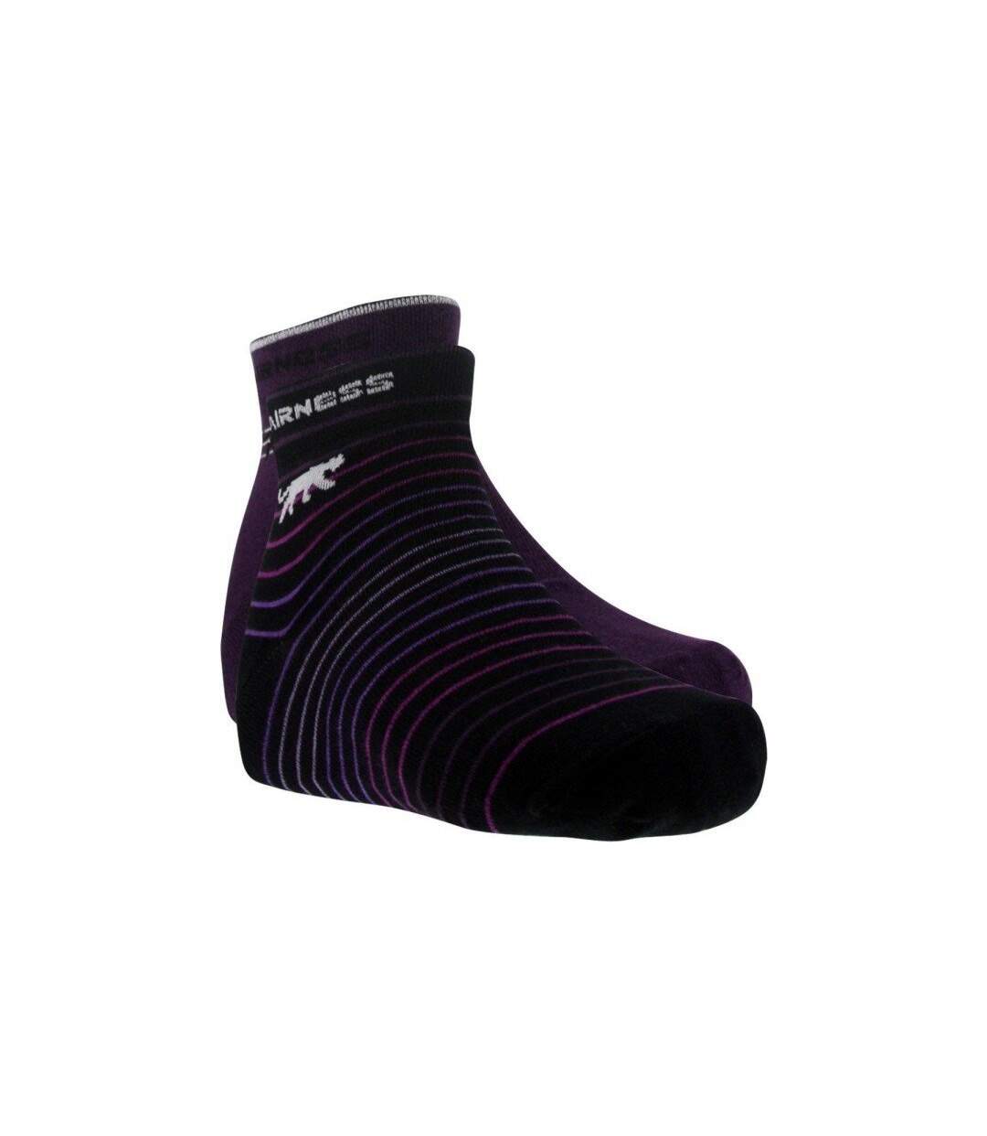 AIRNESS Lot de 2 paires de Mi-chaussettes Femme Coton STRIPES Violet Rayures Violet-1