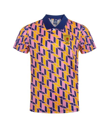Polo Motif/style Rétro Homme Bleu Marine Jaune Rose Scottish FA