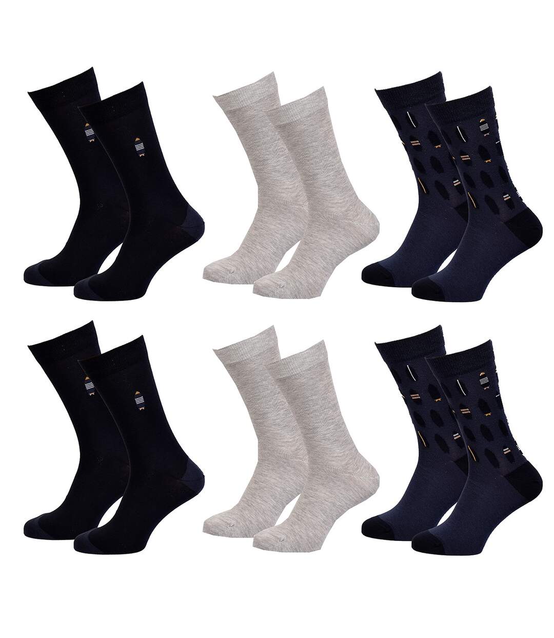 Chaussettes Homme TWINDAY Qualité et Confort-Assortiment modèles photos selon arrivages- Pack de 6 Paires SURF MARINE 45456