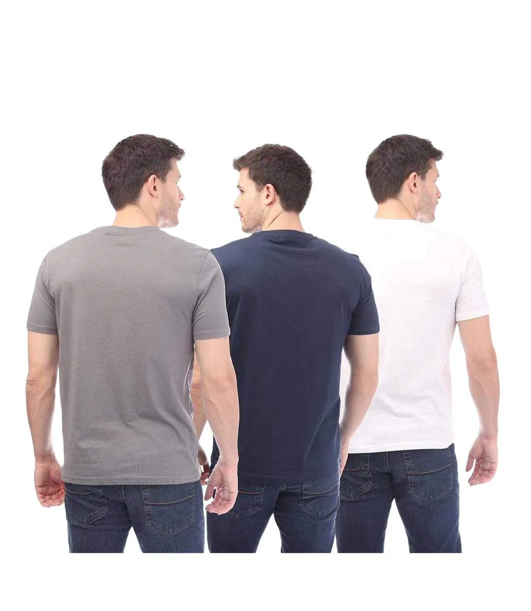Lot De 3  T-shirts Homme Blanc Bleu Marine Gris Nicce-2