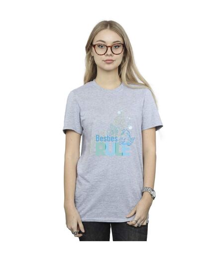 Disney Femme/Ladies The Little Mermaid Besties Cotton Boyfriend T-Shirt (Gris sportif) - UTBI31107