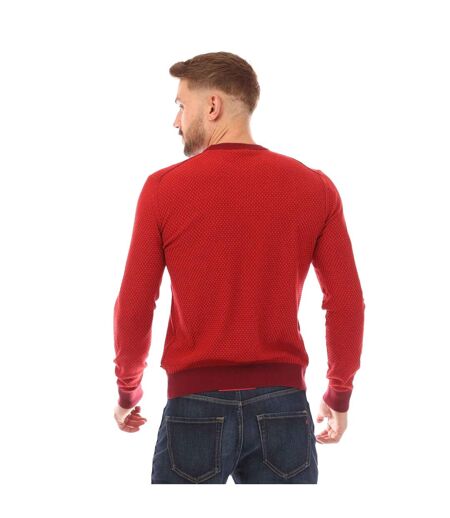 Mens Kapoko Knitted Cotton Sweatshirt Red Boss