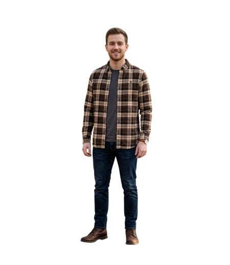 Mens Checked Casual Button-down Shirt Chocolate Brown Timberland