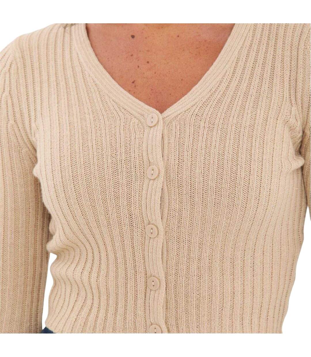 Womens/ladies Fine Gauge Cropped Cardigan Oatmeal I Saw It First-4