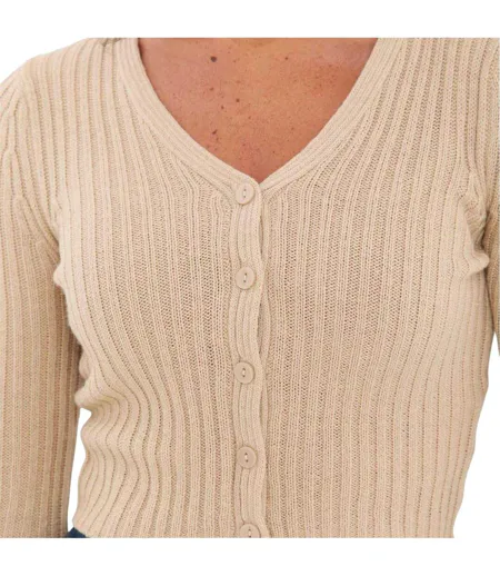 Womens/ladies Fine Gauge Cropped Cardigan Oatmeal I Saw It First