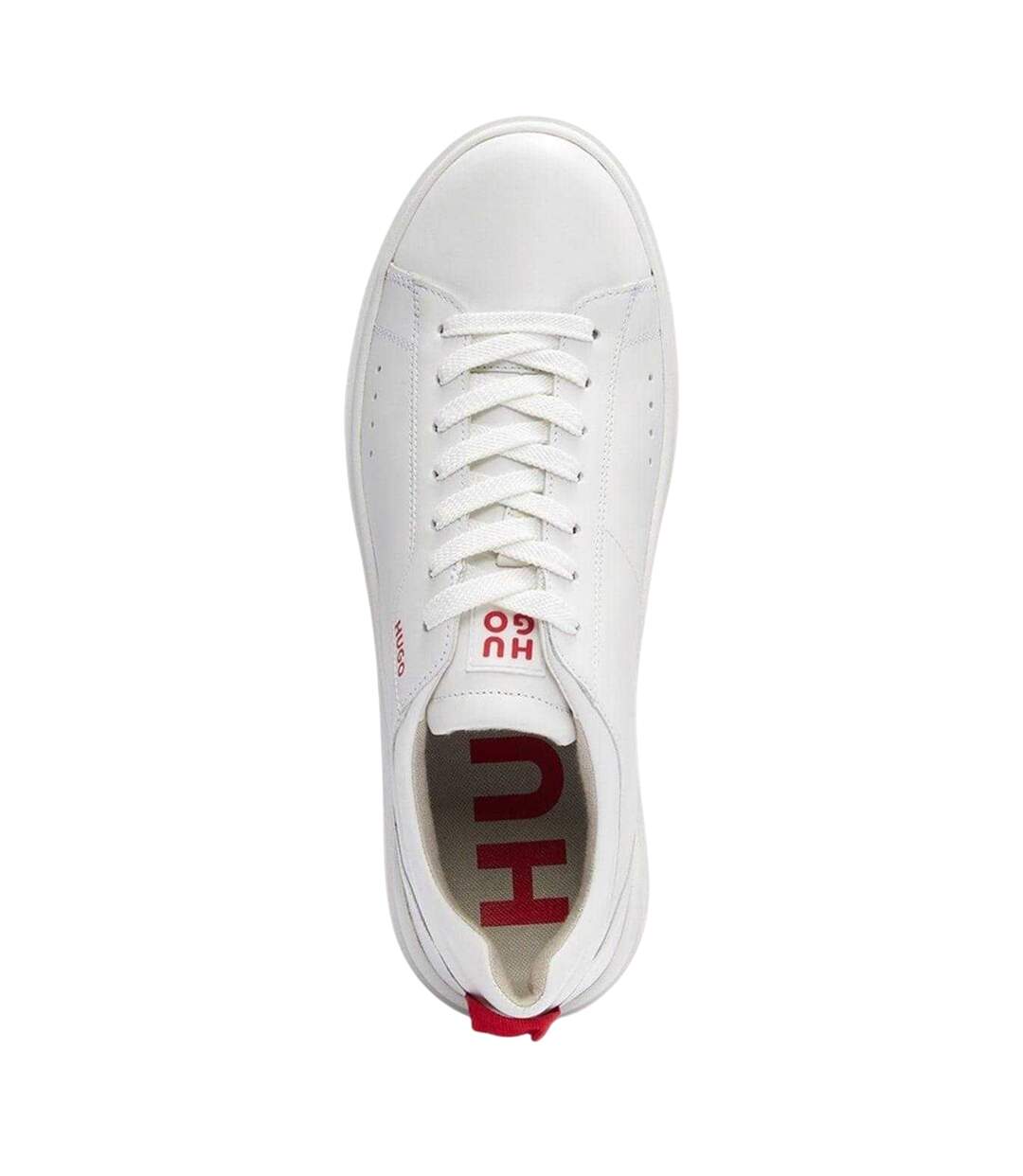 Mens Tenn Leather Flat Trainers White Hugo Boss-3