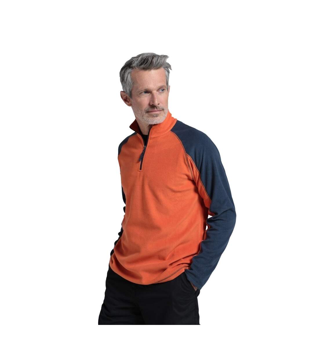 Mens Ashbourne Fleece Top Orange Mountain Warehouse-1